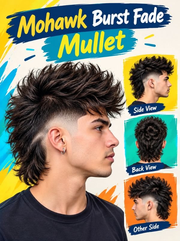 Mohawk Burst Fade Mullet